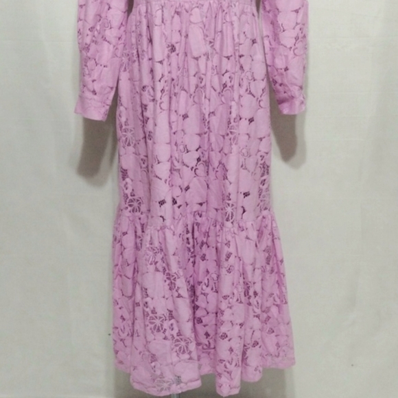 Mr. Larkin May Orchid Pink Cuore Lace Prairie Maxi Dress XS Romantic Designer - Picture 6 of 17